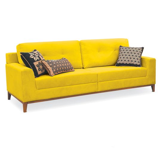 Sofá 3 lugares, Nobuk Azul, Nord toqueacampainha