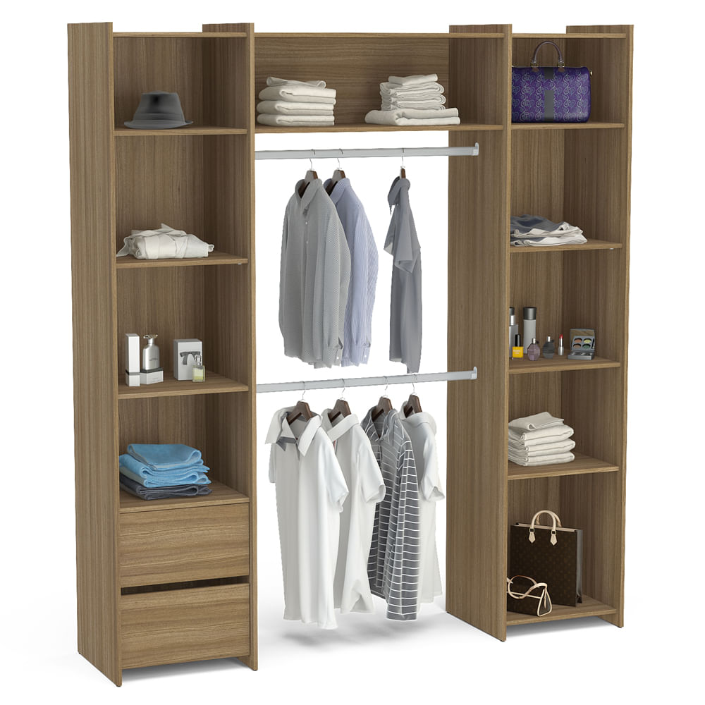 Closet com 2 Gavetas, Castanho, Esther toqueacampainha Armario Tv Pared ~ Closet com 2 Gavetas, Castanho, Esther toqueacampainha