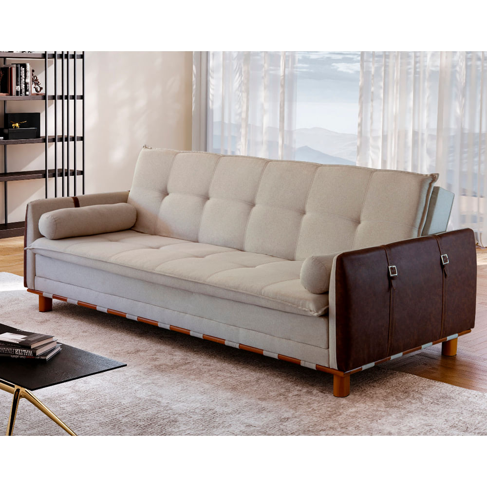 SofáCama Link casal, Revestimento Bege toqueacampainha